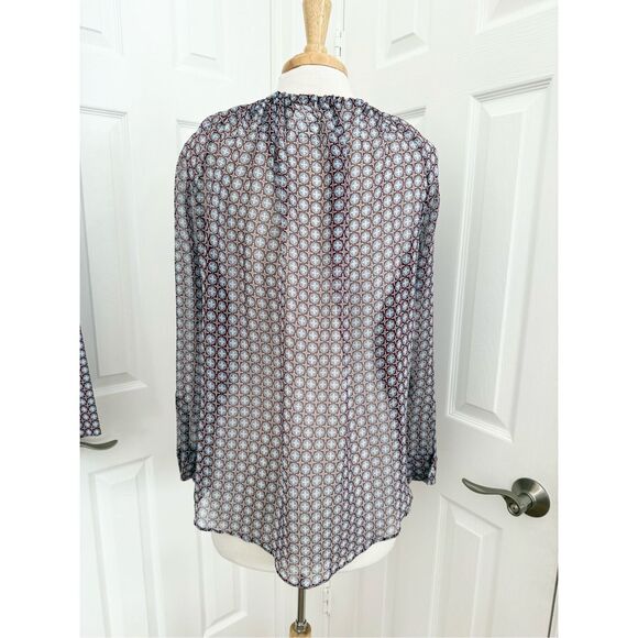 Weekend Max Mara Red Blue Geometric Silk Top Blouse & Wide Fit Pants Set Size 8 - Picture 4 of 9